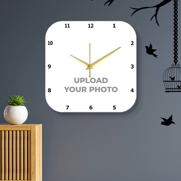 Custom Curved Square Shaped Photo Wall Clock