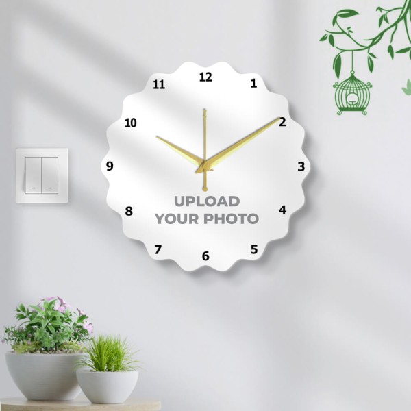 Custom Curved Edge Star Shaped Photo Wall Clock