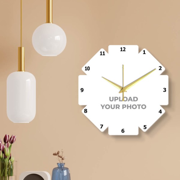 Custom Floral Shaped Photo Wall Clock