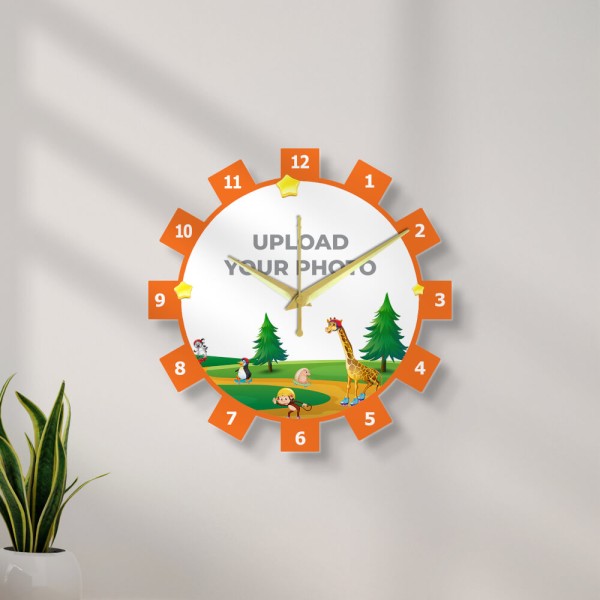 Custom Kids Numbered Wheel Shaped Photo Wall Clock