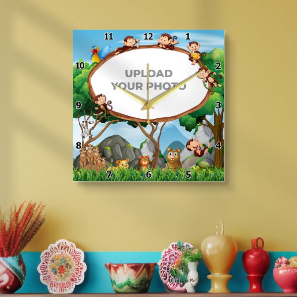 Custom Kids Simple Square Shaped Photo Wall Clock