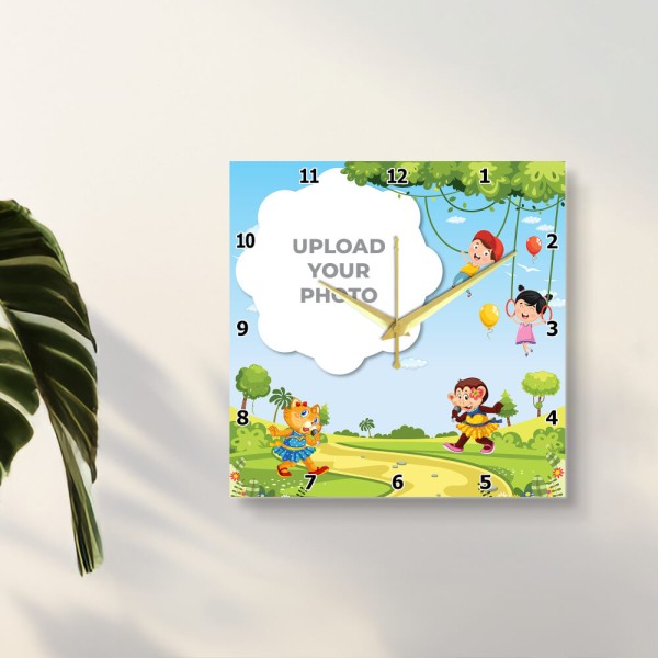 Custom Kids Simple Square Shaped Photo Wall Clock