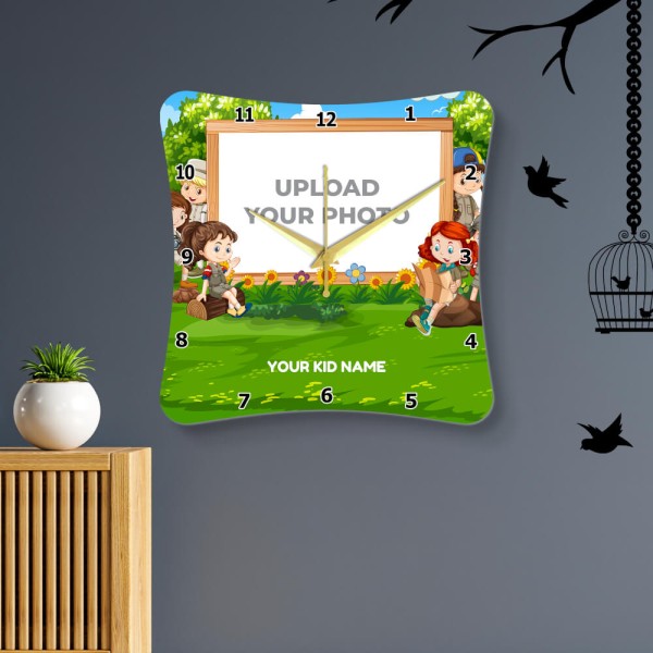 Custom Kids Curved Edge Shaped Wall Clock