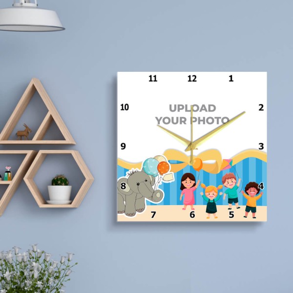 Custom Kids Simple Square Shaped Wall Clocks