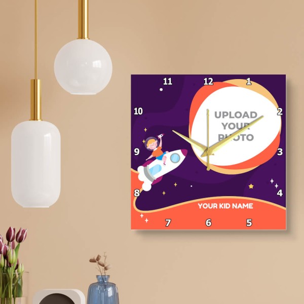 Custom Kids Simple Square Shaped Wall Clocks
