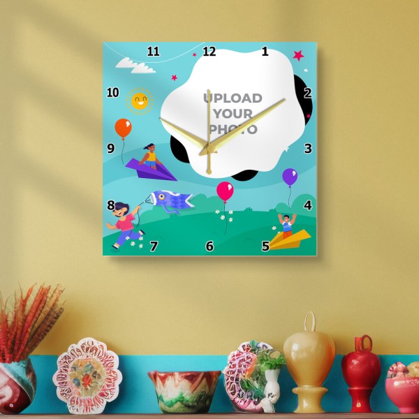 Custom Kids Square Shaped Wall Clocks