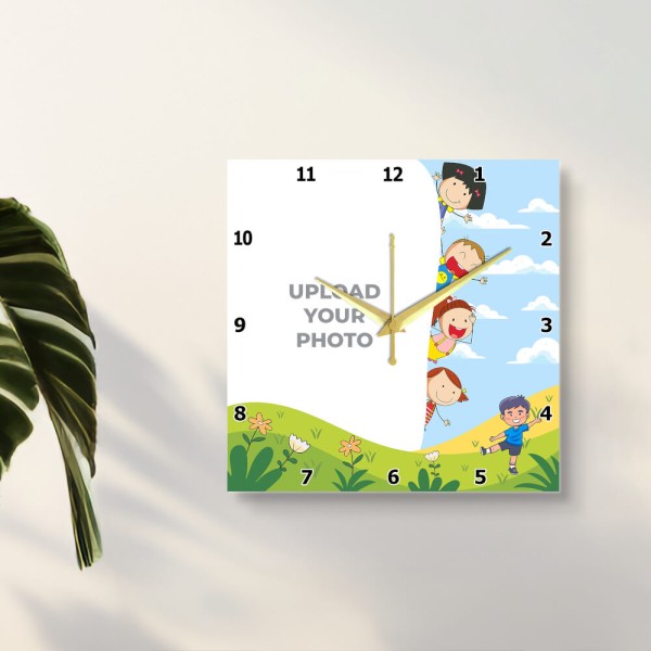 Custom Kids Square Shaped Wall Clocks