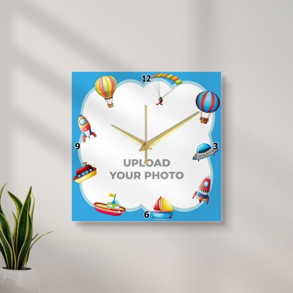 Custom Kids Square Shaped Wall Clocks