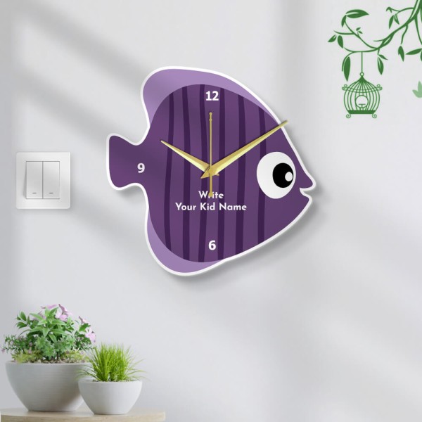 Custom Happy Fish Shaped Clock Design Photo Wall Clock