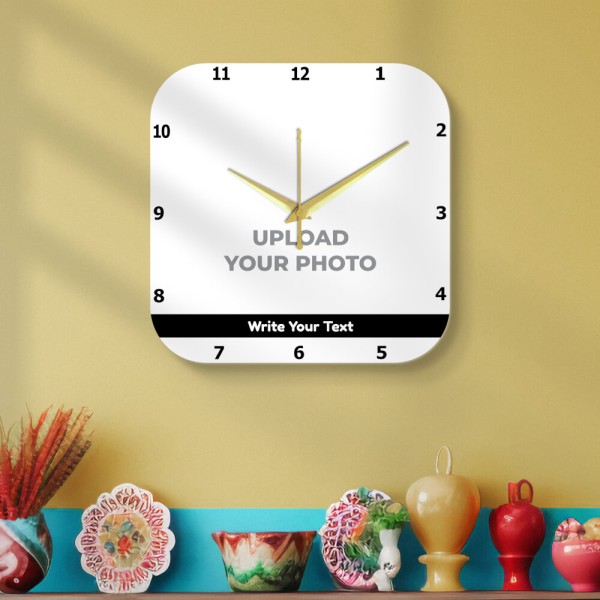 Custom Curved Square Shaped With Text In Black Background Photo Wall