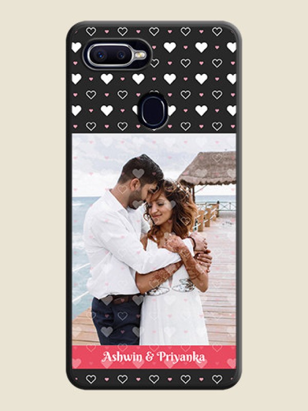 Custom White Color Love Symbols with Text Design on Photo on Space Black Soft Matte Phone Cover - Oppo A12