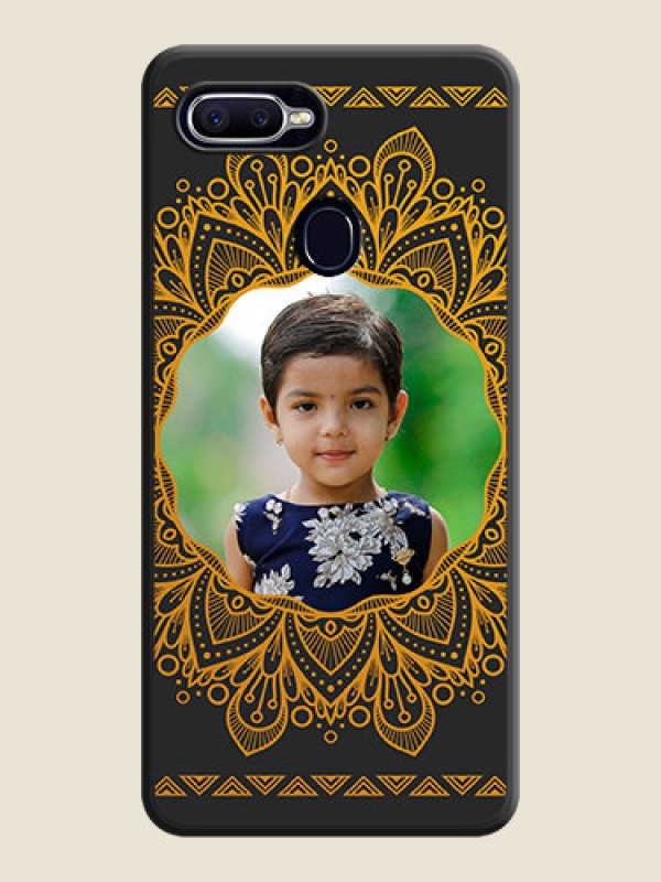 Custom Round Image with Floral Design on Photo on Space Black Soft Matte Mobile Cover - Oppo A12