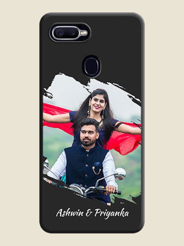 Custom Grunge Brush Strokes on Photo on Space Black Soft Matte Back Cover - Oppo A12