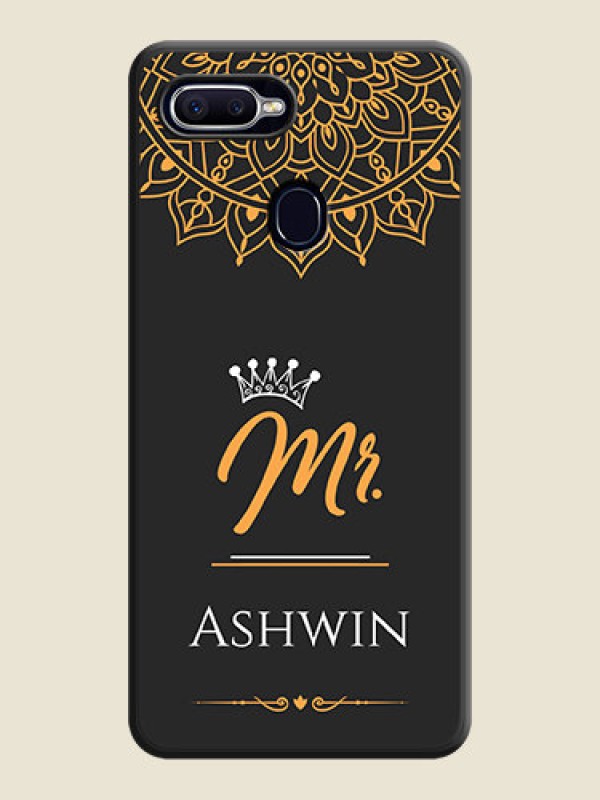 Custom Mr Name with Floral Design  on Personalised Space Black Soft Matte Cases - Oppo A12