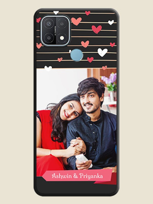 Custom Love Pattern with Name on Pink Ribbon on Photo on Space Black Soft Matte Back Cover - Oppo A15