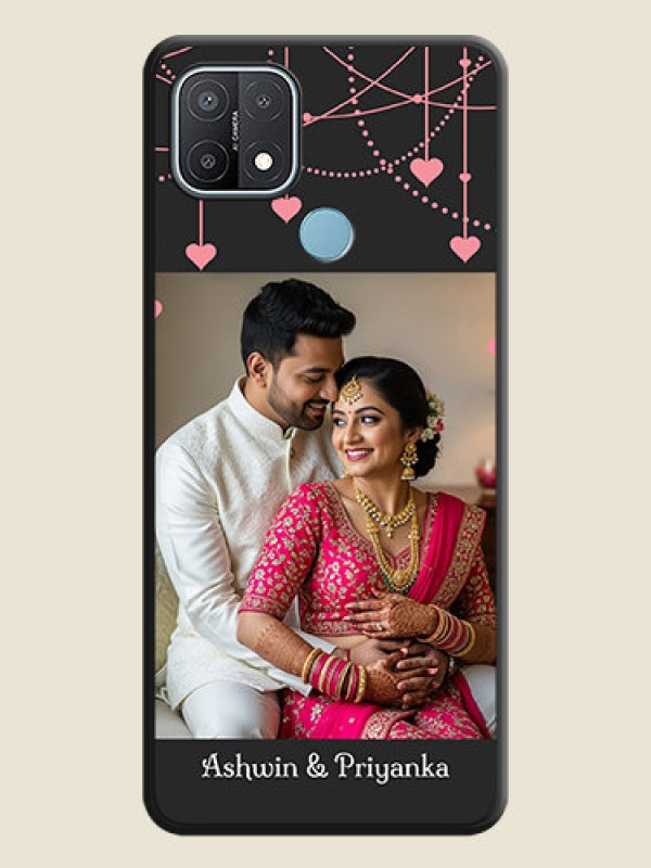 Custom Pink Love Hangings with Text on Space Black Custom Soft Matte Back Cover - Oppo A15