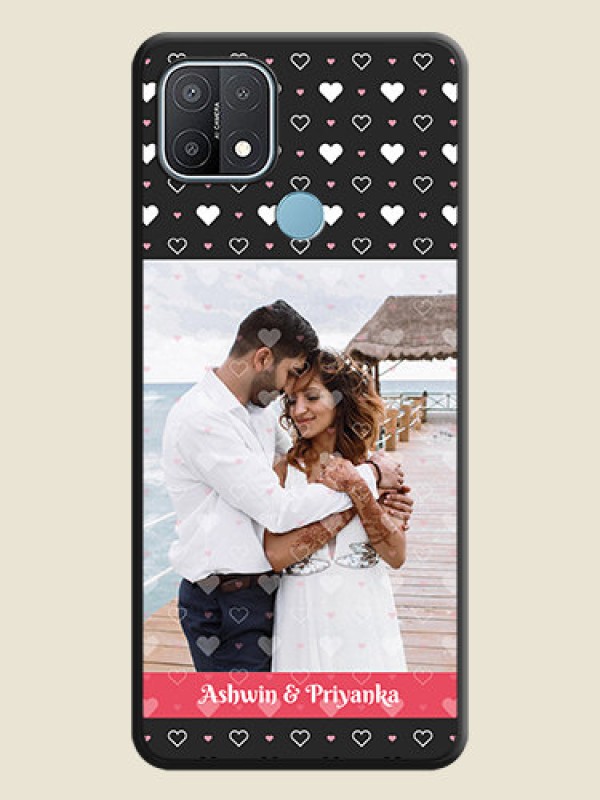 Custom White Color Love Symbols with Text Design on Photo on Space Black Soft Matte Phone Cover - Oppo A15