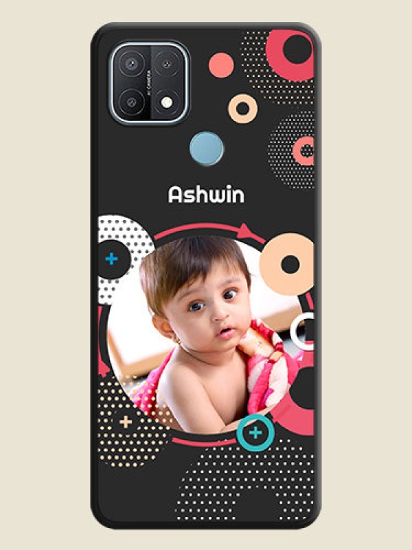 Custom Multicoloured Round Image on Personalised Space Black Soft Matte Cases - Oppo A15
