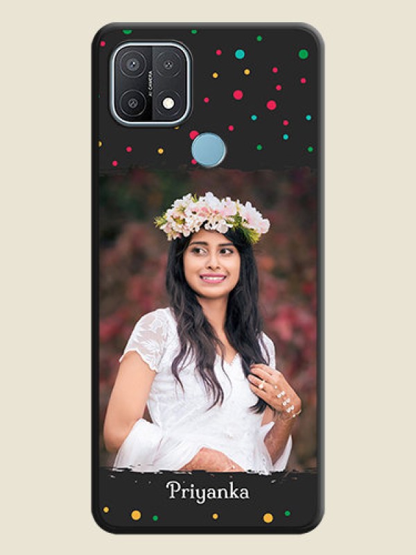 Custom Multicolor Dotted Pattern with Text on Space Black Custom Soft Matte Phone Back Cover - Oppo A15