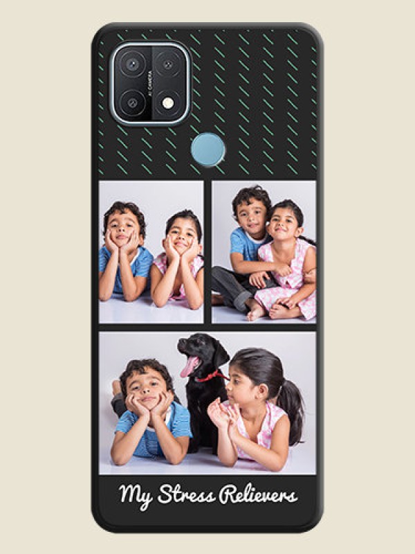 Custom Cross Dotted Pattern with 2 Image Holder on Personalised Space Black Soft Matte Cases - Oppo A15