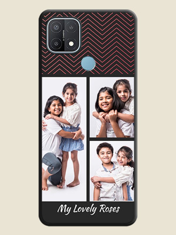 Custom Wave Pattern with 3 Image Holder on Space Black Custom Soft Matte Back Cover - Oppo A15