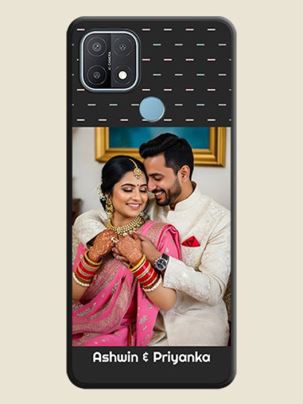 Custom Line Pattern Design with Text on Space Black Custom Soft Matte Phone Back Cover - Oppo A15