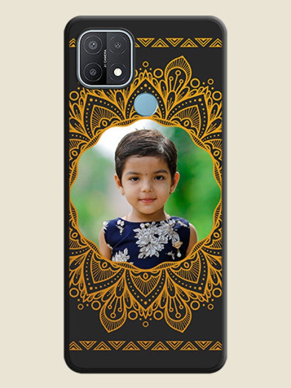 Custom Round Image with Floral Design on Photo on Space Black Soft Matte Mobile Cover - Oppo A15