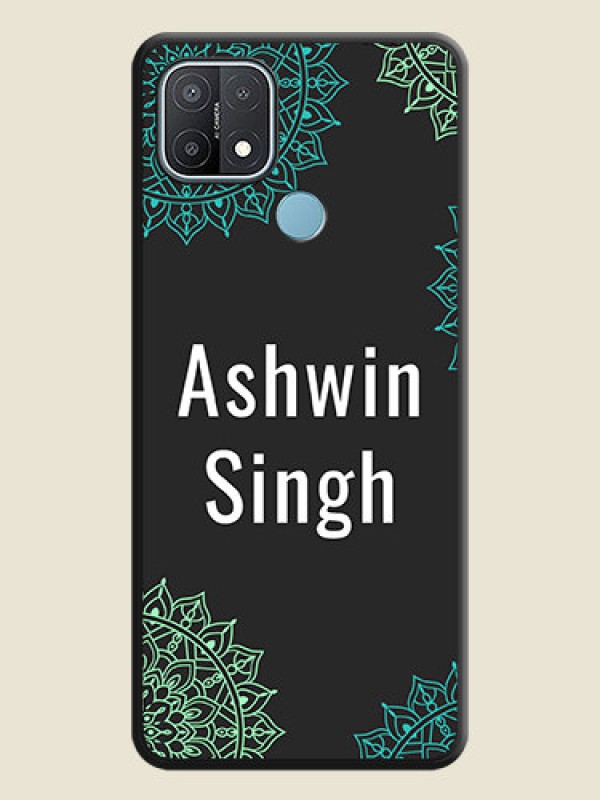 Custom Your Name with Floral Design on Space Black Custom Soft Matte Back Cover - Oppo A15