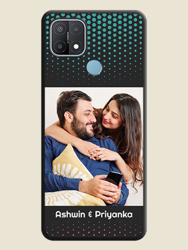 Custom Faded Dots with Grunge Photo Frame and Text on Space Black Custom Soft Matte Phone Cases - Oppo A15