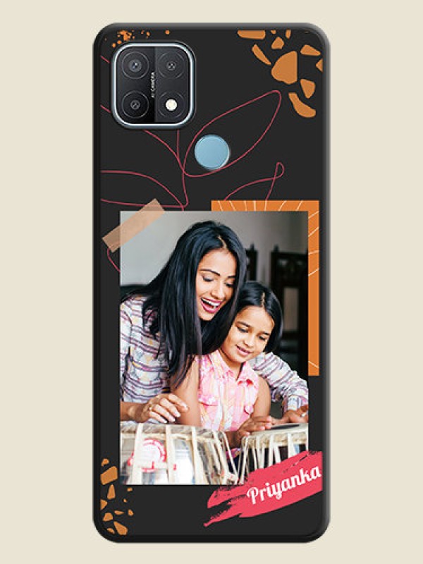 Custom Orange Photo Frame on Space Black Custom Soft Matte Phone Back Cover - Oppo A15