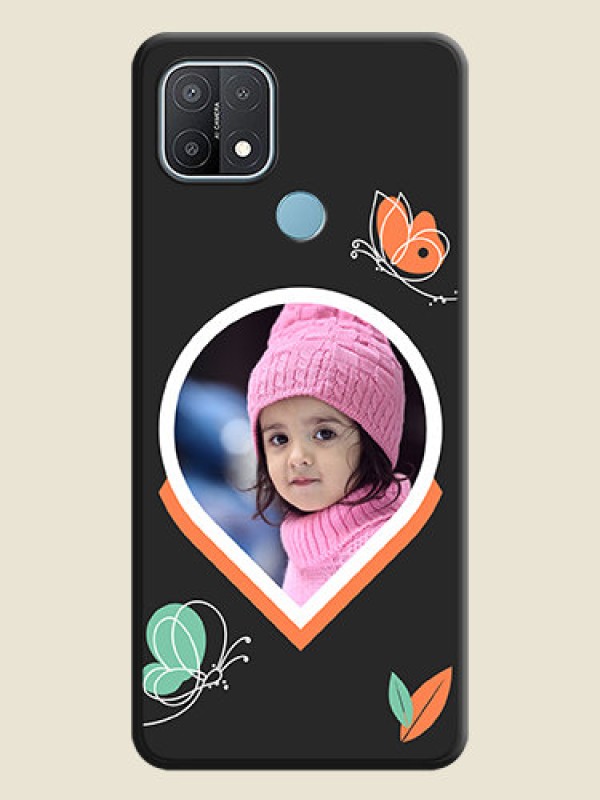 Custom Upload Pic With Simple Butterly Design On Space Black Personalized Soft Matte Phone Covers -Oppo A15
