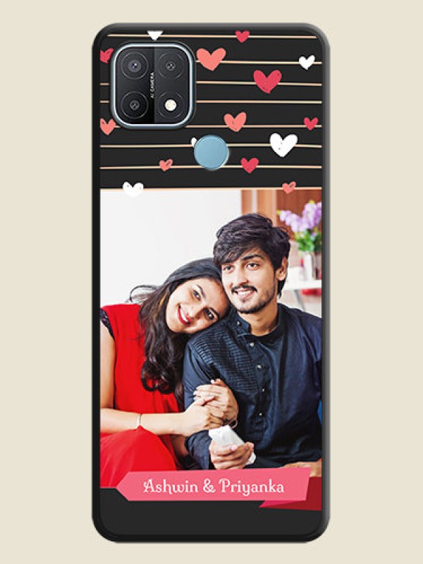 Custom Love Pattern with Name on Pink Ribbon on Photo on Space Black Soft Matte Back Cover - Oppo A15s