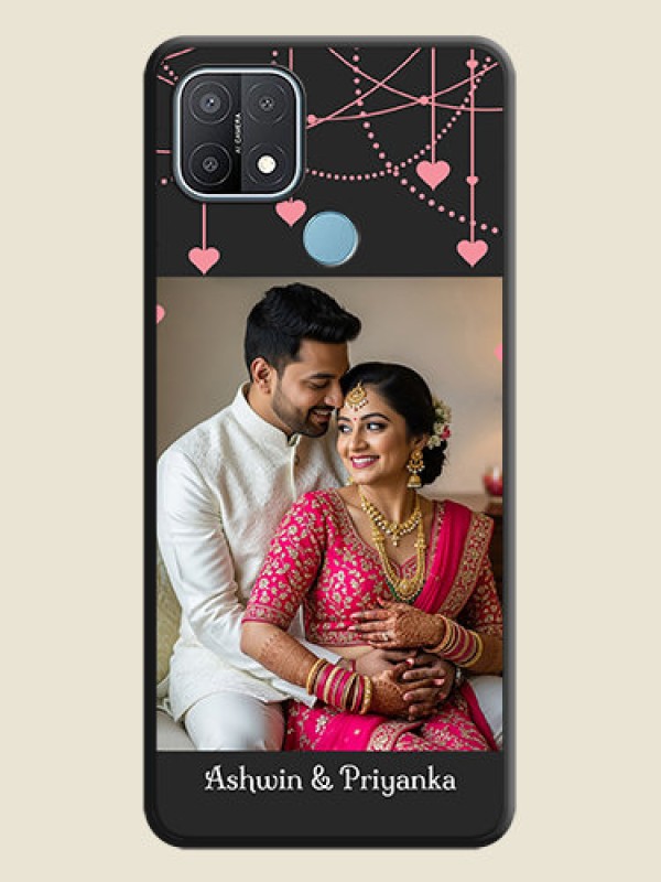 Custom Pink Love Hangings with Text on Space Black Custom Soft Matte Back Cover - Oppo A15s
