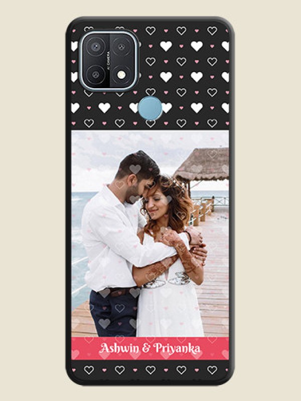 Custom White Color Love Symbols with Text Design on Photo on Space Black Soft Matte Phone Cover - Oppo A15s