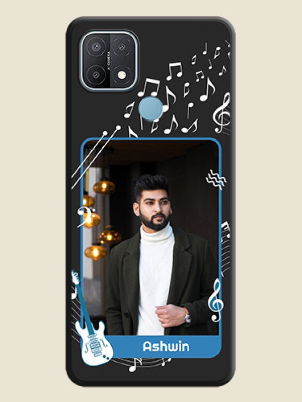 Custom Musical Theme Design with Text on Photo on Space Black Soft Matte Mobile Case - Oppo A15s