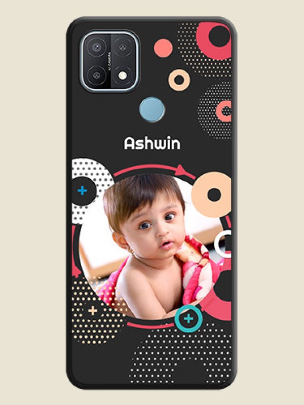 Custom Multicoloured Round Image on Personalised Space Black Soft Matte Cases - Oppo A15s