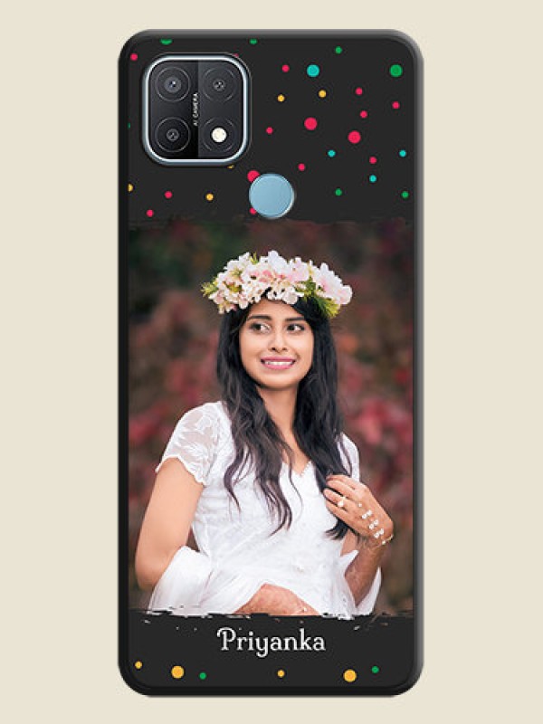 Custom Multicolor Dotted Pattern with Text on Space Black Custom Soft Matte Phone Back Cover - Oppo A15s