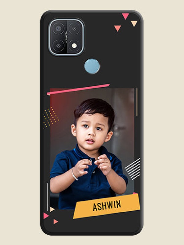 Custom Photo Frame with Triangle Small Dots on Photo on Space Black Soft Matte Back Cover - Oppo A15s
