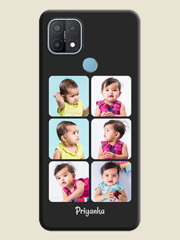 Custom Floral Art with 6 Image Holder on Photo on Space Black Soft Matte Mobile Case - Oppo A15s