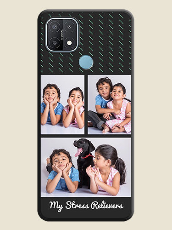 Custom Cross Dotted Pattern with 2 Image Holder on Personalised Space Black Soft Matte Cases - Oppo A15s