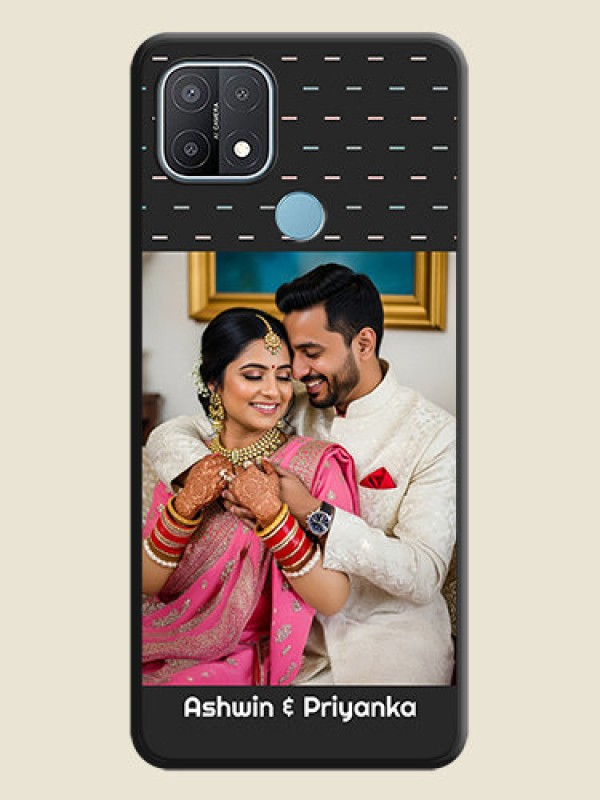 Custom Line Pattern Design with Text on Space Black Custom Soft Matte Phone Back Cover - Oppo A15s