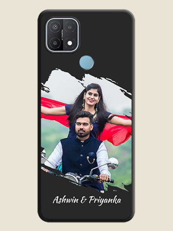 Custom Grunge Brush Strokes on Photo on Space Black Soft Matte Back Cover - Oppo A15s