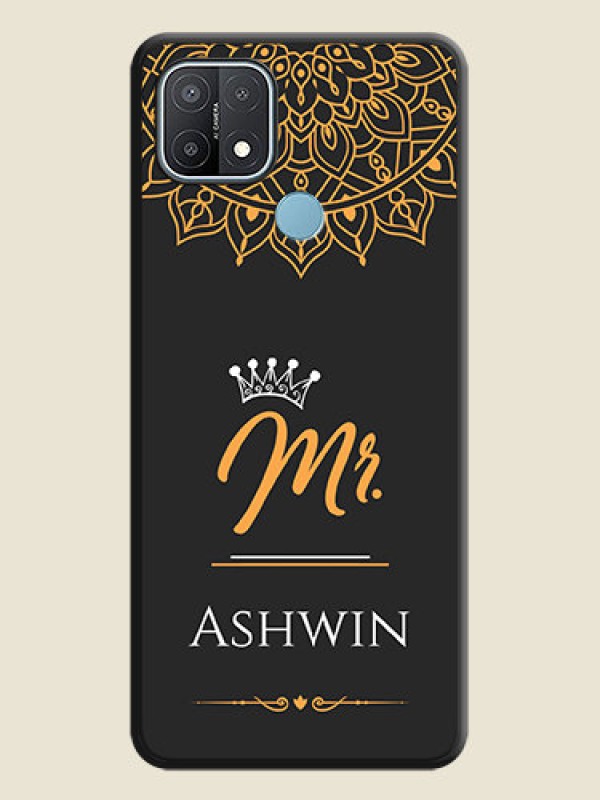 Custom Mr Name with Floral Design on Personalised Space Black Soft Matte Cases - Oppo A15s