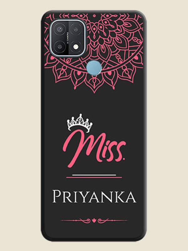 Custom Mrs Name with Floral Design on Space Black Personalized Soft Matte Phone Covers - Oppo A15s
