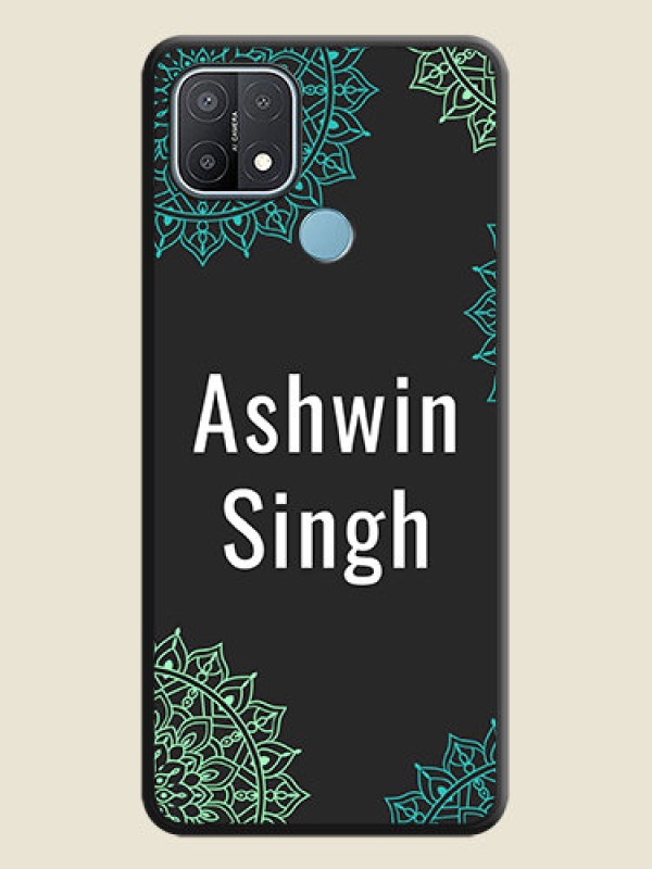 Custom Your Name with Floral Design on Space Black Custom Soft Matte Back Cover - Oppo A15s