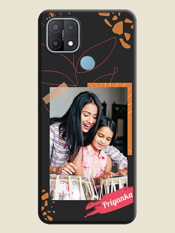 Custom Orange Photo Frame on Space Black Custom Soft Matte Phone Back Cover - Oppo A15s