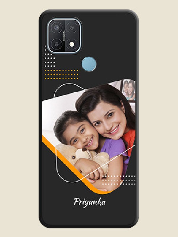 Custom Yellow Triangle on Photo on Space Black Soft Matte Phone Cover - Oppo A15s