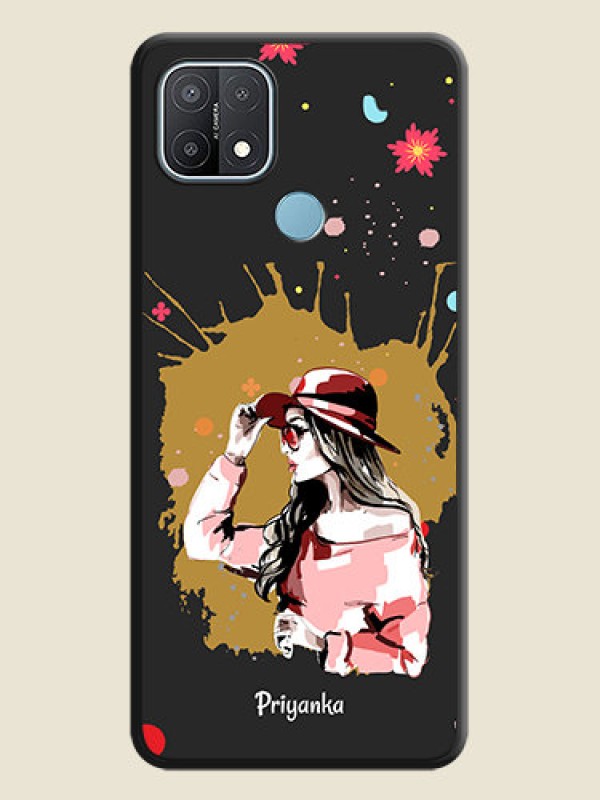 Custom Mordern Lady With Color Splash Background With Custom Text On Space Black Personalized Soft Matte Phone Covers -Oppo A15S
