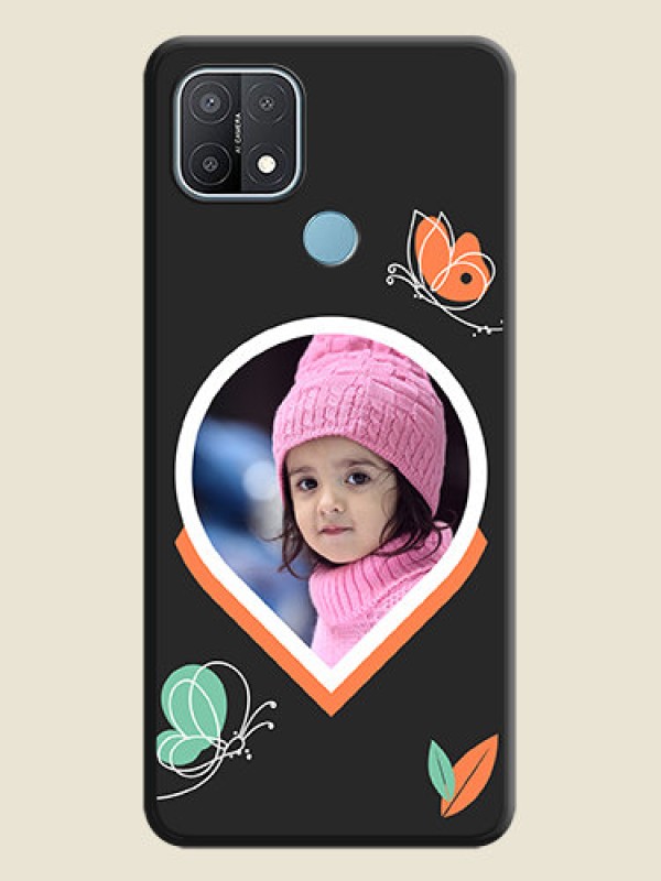 Custom Upload Pic With Simple Butterly Design On Space Black Personalized Soft Matte Phone Covers -Oppo A15S