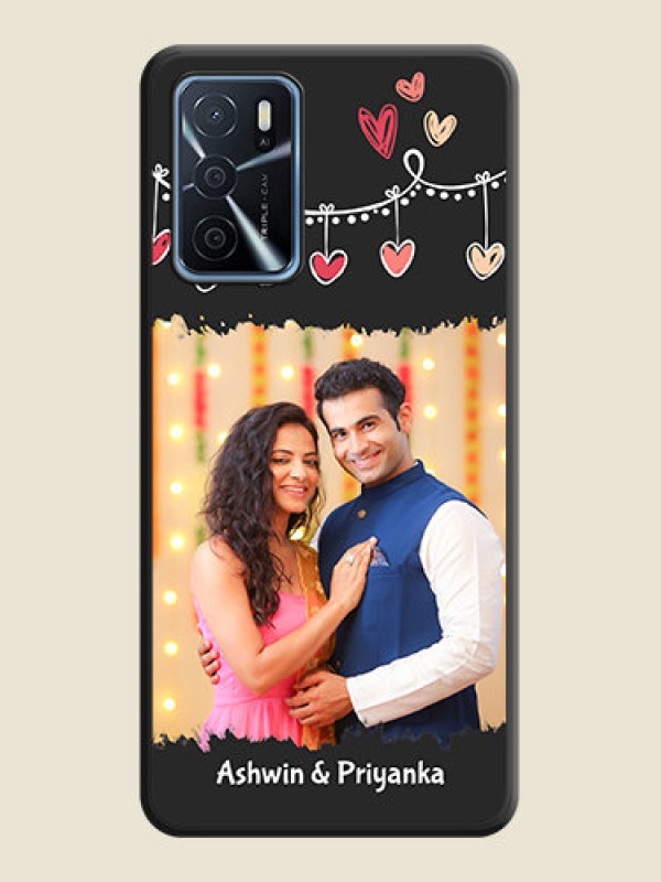 Custom Pink Love Hangings with Name on Space Black Custom Soft Matte Phone Cases - Oppo A16